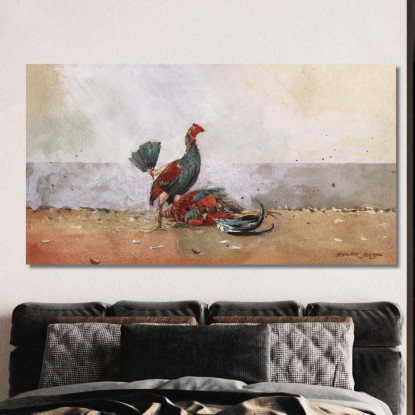 La Lotta Dei Galli Winslow Homer quadro stampato su tela