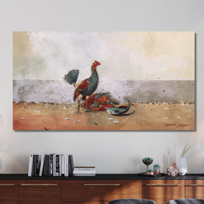 Der Hahnenkampf Winslow Homer drucken auf leinwand