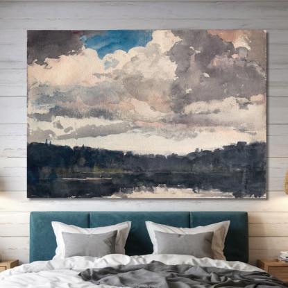 Il Lone Boat North Woods Club Adirondacks Winslow Homer quadro stampato su tela