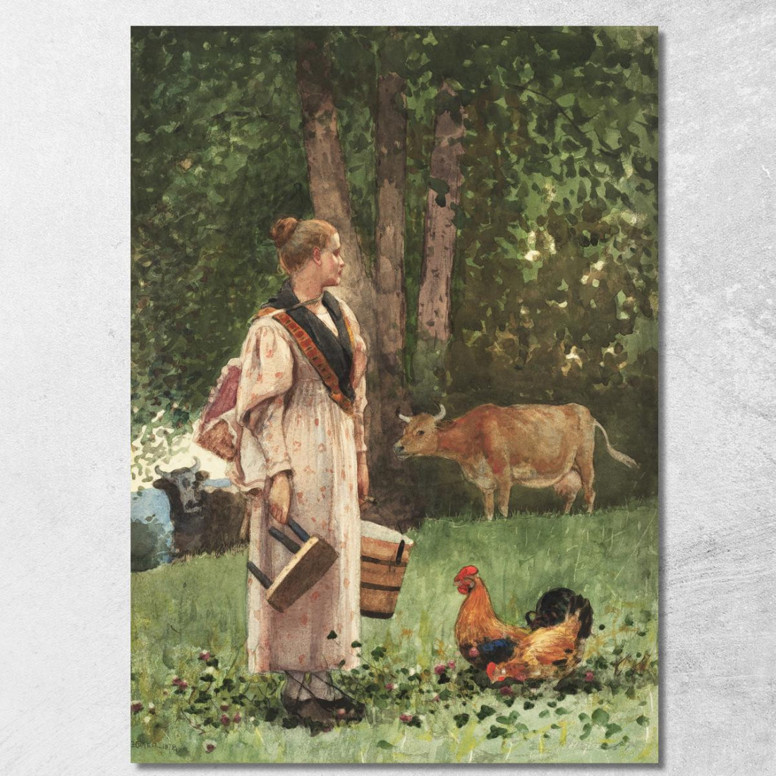 Das Milchmädchen Winslow Homer drucken auf leinwand