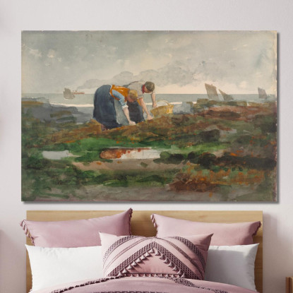 Les Cueilleurs De Moules Winslow Homer tableau impression sur toile