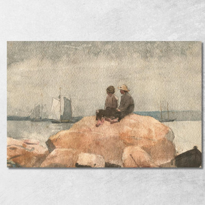 Due Ragazzi Che Guardano Le Golette Winslow Homer quadro stampato su tela