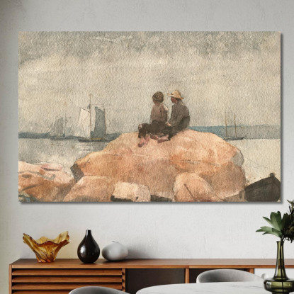 Deux Garçons Regardant Des Goélettes Winslow Homer tableau impression sur toile