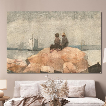 Deux Garçons Regardant Des Goélettes Winslow Homer tableau impression sur toile