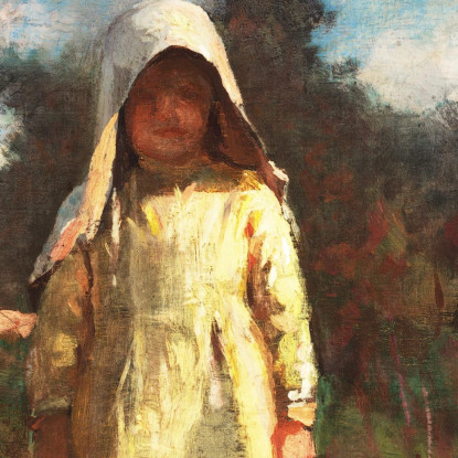 Zwei Mädchen Mit Sonnenhüten Auf Einem Feld Winslow Homer drucken auf leinwand