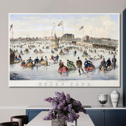 Union Pond New York Winslow Homer quadro stampato su tela