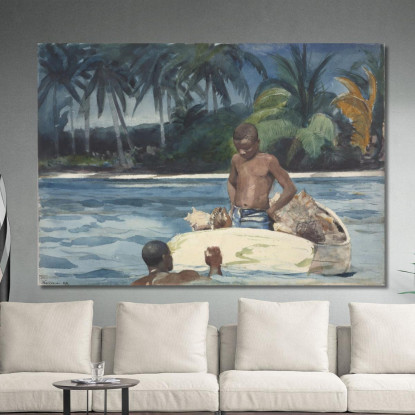 Subacquei Dell'India Occidentale Winslow Homer quadro stampato su tela
