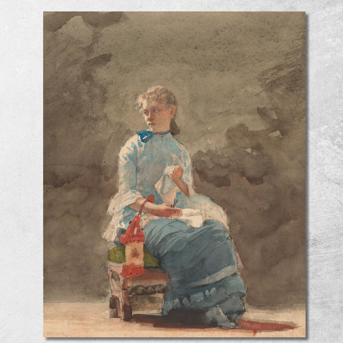 Young Woman Sewing Winslow Homer canvas print