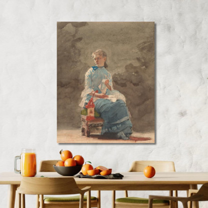 Jeune Femme Cousant Winslow Homer tableau impression sur toile