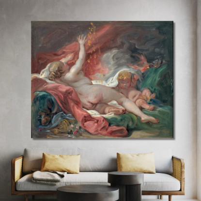 Danae E La Pioggia D'Oro. Studio François Boucher fbc25 quadro stampato su tela