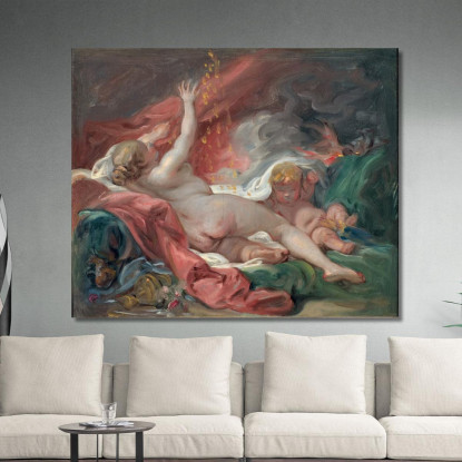 Danae E La Pioggia D'Oro. Studio François Boucher fbc25 quadro stampato su tela