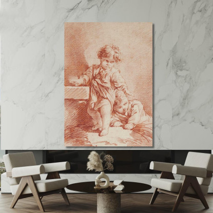 Due Ragazzi Uno Sdraiato François Boucher fbc28 quadro stampato su tela