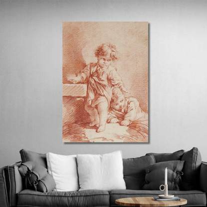 Due Ragazzi Uno Sdraiato François Boucher fbc28 quadro stampato su tela