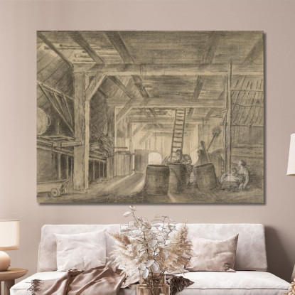 Interno Di Un Fienile Con Una Famiglia Di Bottai François Boucher fbc36 quadro stampato su tela