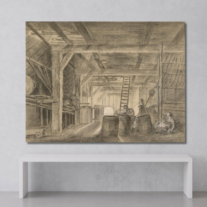 Interno Di Un Fienile Con Una Famiglia Di Bottai François Boucher fbc36 quadro stampato su tela