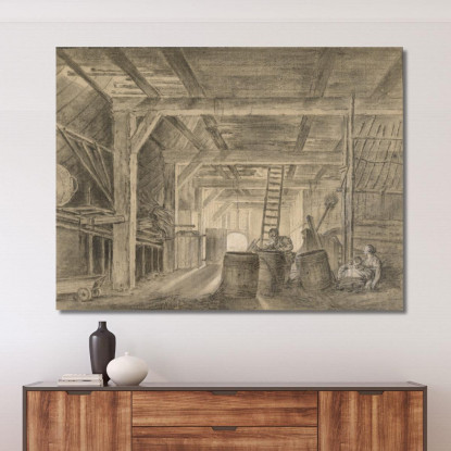 Interno Di Un Fienile Con Una Famiglia Di Bottai François Boucher fbc36 quadro stampato su tela