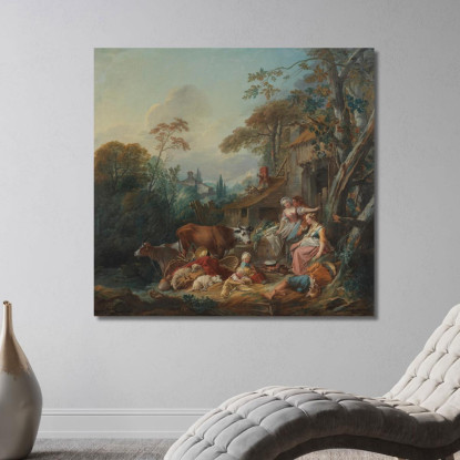Idillio Rurale François Boucher fbc49 quadro stampato su tela