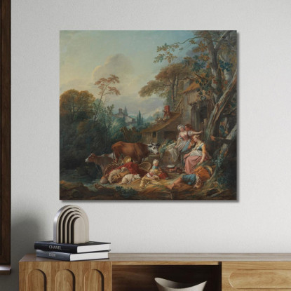 Idillio Rurale François Boucher fbc49 quadro stampato su tela