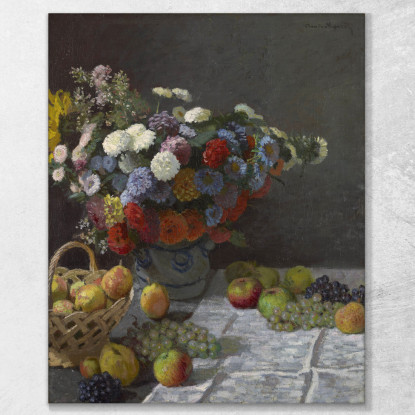 Natura Morta Con Fiori E Frutta 1870 Claude Monet mnt156 quadro stampato su tela
