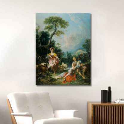 Pastorale Con Suonatore Di Cornamusa François Boucher fbc65 quadro stampato su tela
