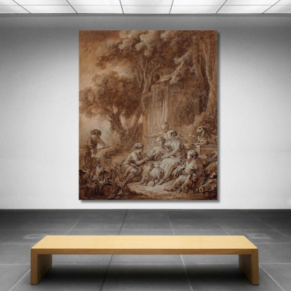 Pastorale Al Flauto François Boucher fbc67 quadro stampato su tela