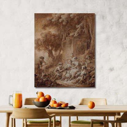 Pastorale Al Flauto François Boucher fbc67 quadro stampato su tela