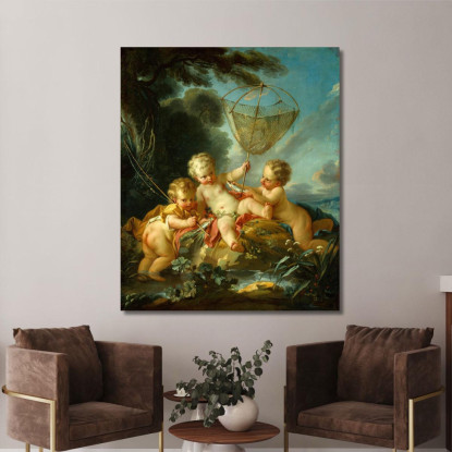 Putti Come Pescatore François Boucher fbc71 quadro stampato su tela