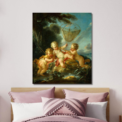 Putti Come Pescatore François Boucher fbc71 quadro stampato su tela
