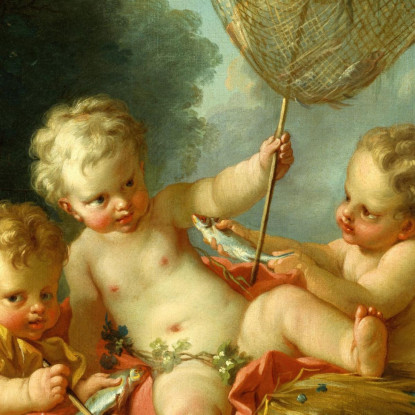 Putti Come Pescatore François Boucher fbc71 quadro stampato su tela