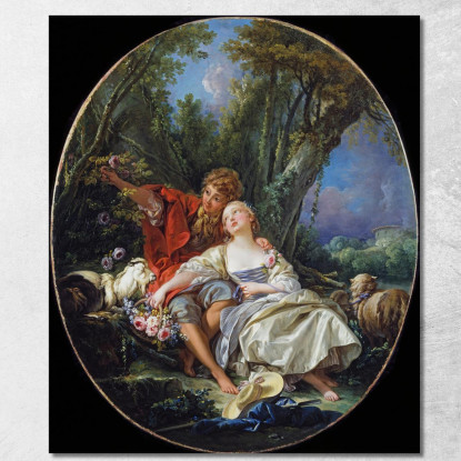 Pastore E Pastorella In Riposo François Boucher fbc76 quadro stampato su tela