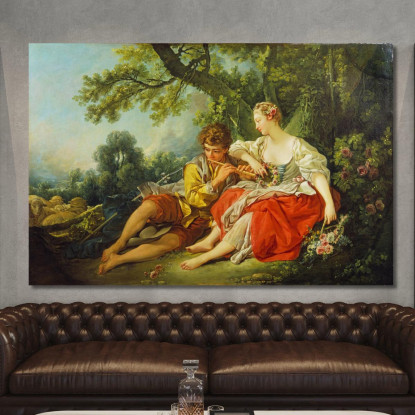 Pastore Che Pigola Ad Una Pastorella François Boucher fbc77 quadro stampato su tela