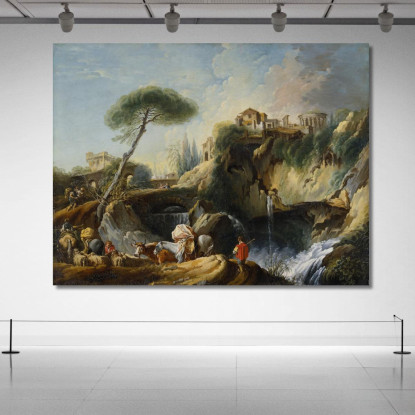 Veduta Di Tivoli Con Il Tempio Di Vesta François Boucher fbc111 quadro stampato su tela