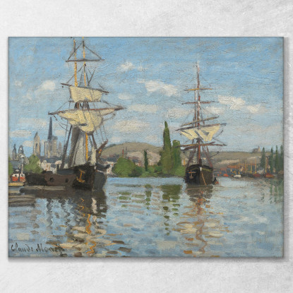Navi Sulla Senna A Rouen Claude Monet mnt166 quadro stampato su tela