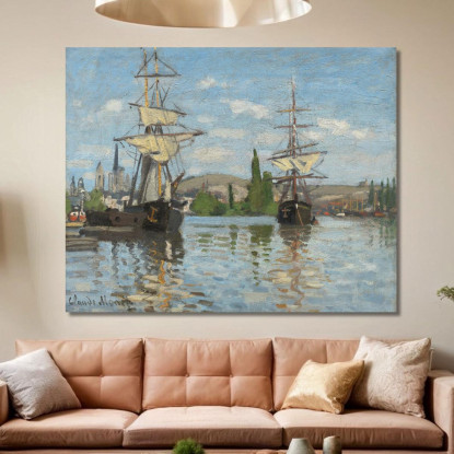 Navi Sulla Senna A Rouen Claude Monet mnt166 quadro stampato su tela
