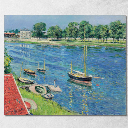 La Senna Ad Argenteuil Barche All'Ancora Gustave Caillebotte gcl8 quadro stampato su tela