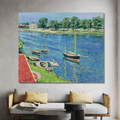 La Senna Ad Argenteuil Barche All'Ancora Gustave Caillebotte gcl8 quadro stampato su tela