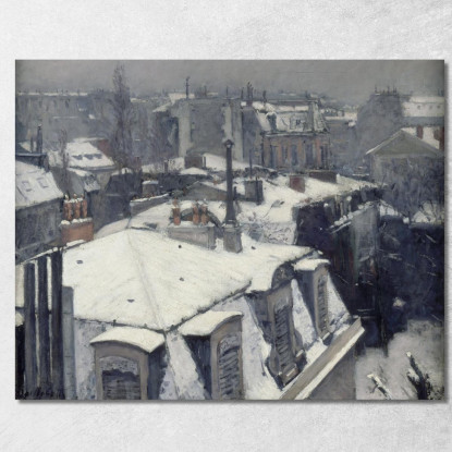 Tetti Nell'Effetto Neve Neve Gustave Caillebotte gcl25 quadro stampato su tela