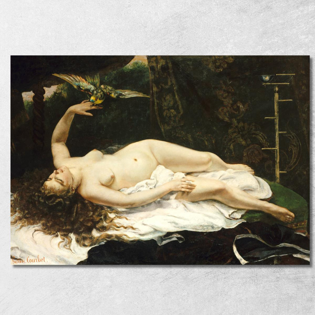 Donna Con Pappagallo Gustave Courbet cg14 quadro stampato su tela