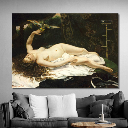 Donna Con Pappagallo Gustave Courbet cg14 quadro stampato su tela