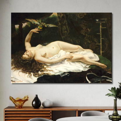 Donna Con Pappagallo Gustave Courbet cg14 quadro stampato su tela