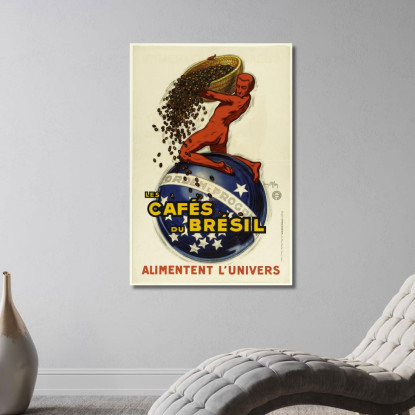 Cafés Du Bresil Alimenta L'Universo Jean d'Ylen jyl15 quadro stampato su tela