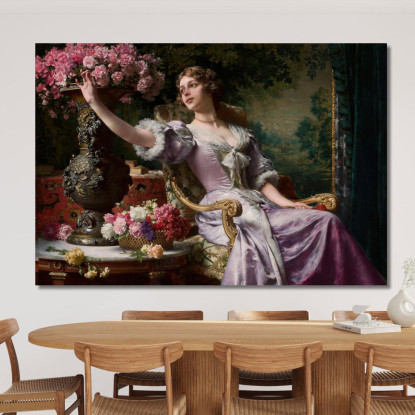 Signora In Abito Lilla Con Fiori Władysław Czachórski wcz8 quadro stampato su tela