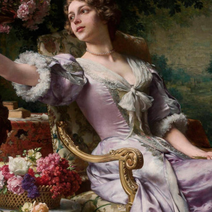 Signora In Abito Lilla Con Fiori Władysław Czachórski wcz8 quadro stampato su tela