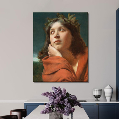 Ritratto Di Una Ragazza Con La Corona Di Alloro Władysław Czachórski wcz10 quadro stampato su tela