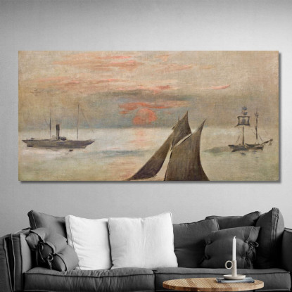 Barche Al Tramonto In Mare Édouard Manet emt17 quadro stampato su tela
