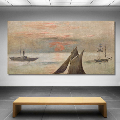 Barche Al Tramonto In Mare Édouard Manet emt17 quadro stampato su tela