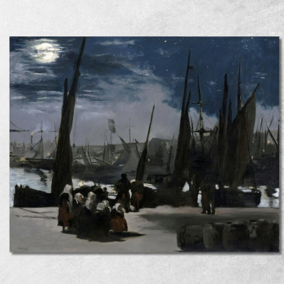 Clair De Lune Sul Porto Di Boulogne Chiaro Di Luna Sul Porto Di Boulogne 1869 Édouard Manet emt24 quadro stampato su tela