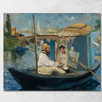 Claude Monet Dipinge Nel Suo Studio Édouard Manet emt26 quadro stampato su tela