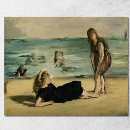 Sulla Spiaggia 1868 Édouard Manet emt68 quadro stampato su tela