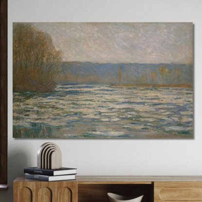 Il Ghiaccio Si Rompe Sulla Senna Vicino A Bennecourt Claude Monet mnt251 quadro stampato su tela